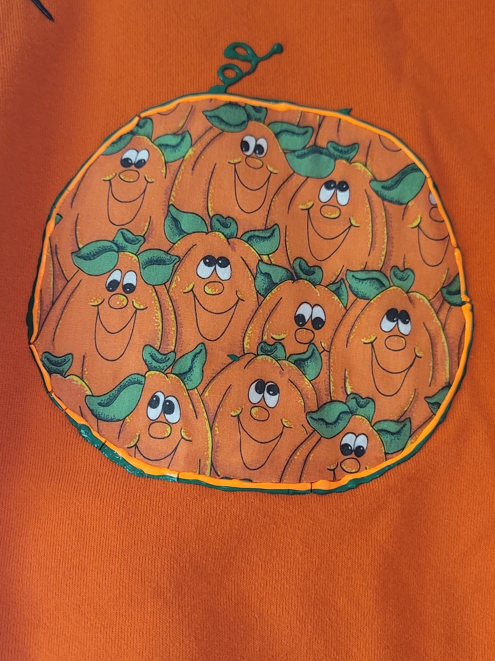 1995 Vintage Jerzees Orange Crewneck Sweatshirt With Homemade Pumpkin Graphics - Picture 10 of 11